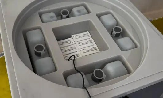 Interior of a temperature-controlled vaccine carrier