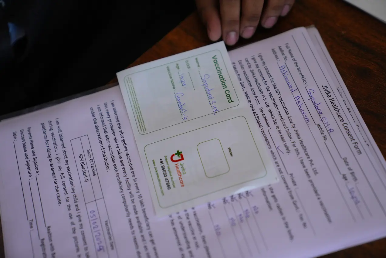 Informed consent form and Jivika vaccination card